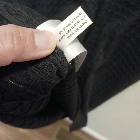 Tommy Bahama Pickford Black Cable Knit Long Sleeve Quater Zip Sweater Dress - Picture 4 of 8